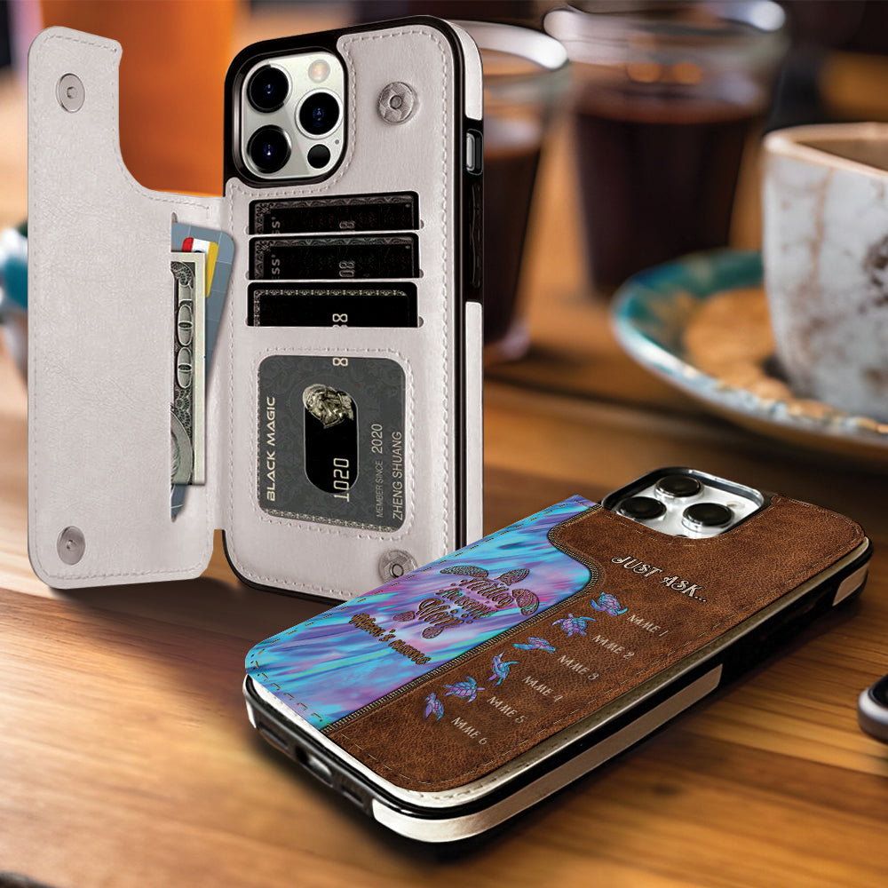 Étui portefeuille pliable personnalisé « Main dans la main » pour téléphone, motif maman