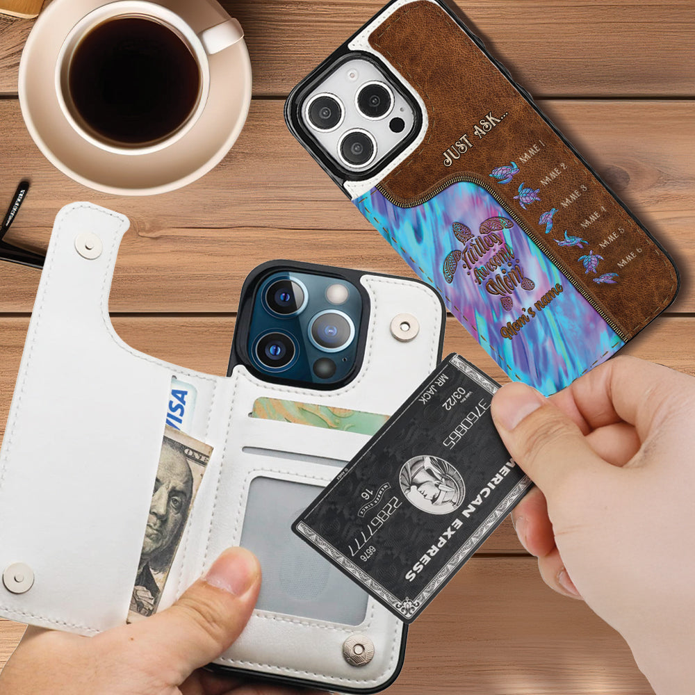 Étui portefeuille pliable personnalisé « Main dans la main » pour téléphone, motif maman