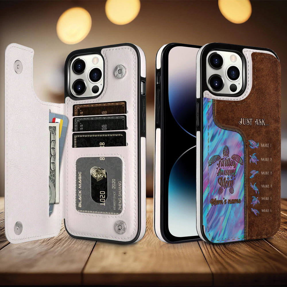 Étui portefeuille pliable personnalisé « Main dans la main » pour téléphone, motif maman