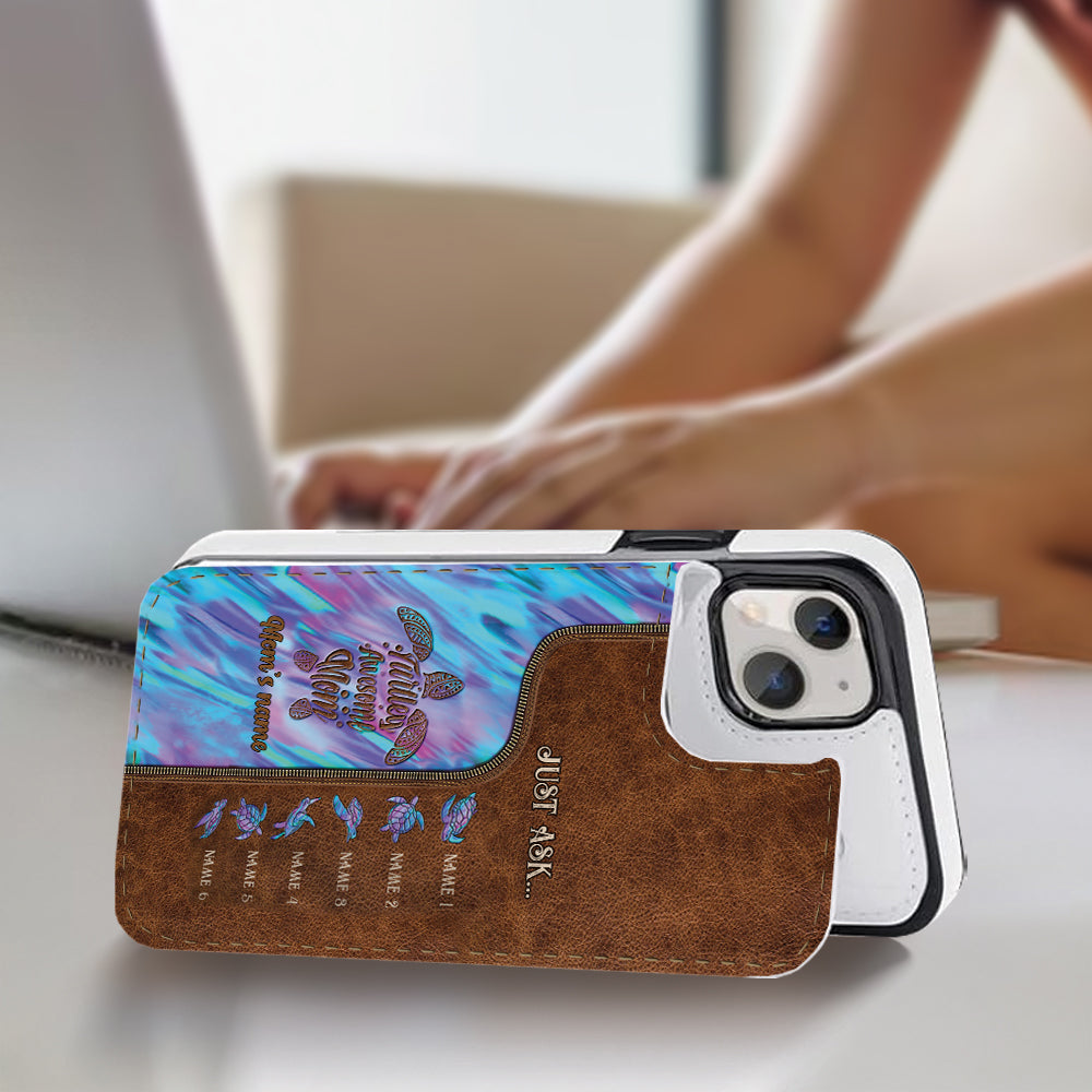 Étui portefeuille pliable personnalisé « Main dans la main » pour téléphone, motif maman