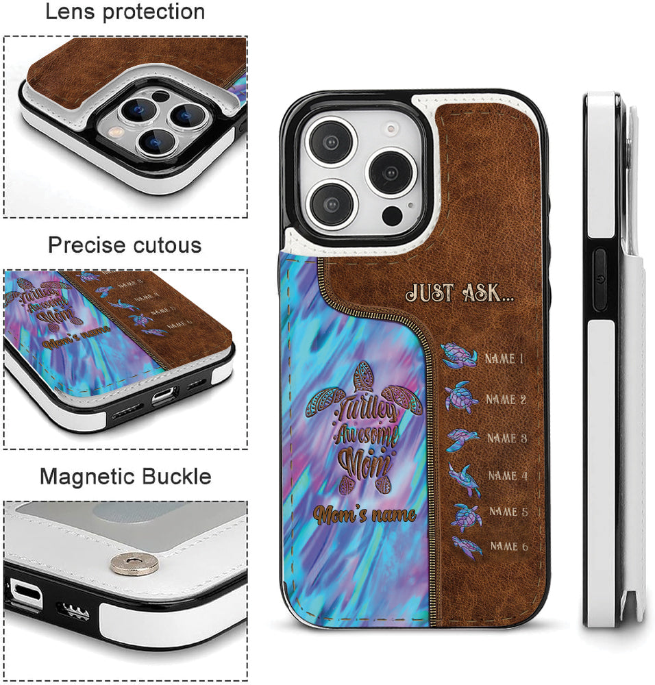 Étui portefeuille pliable personnalisé « Main dans la main » pour téléphone, motif maman