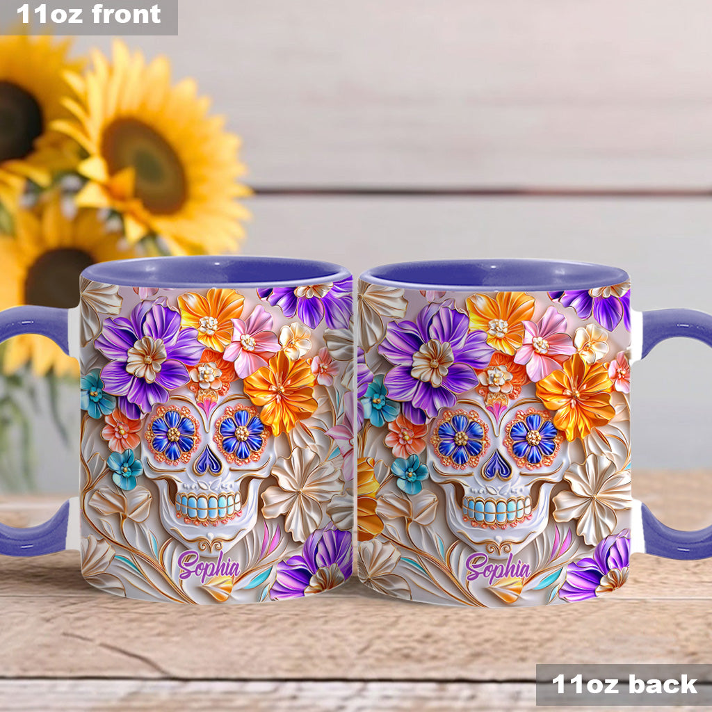 Mug personnalisé à motif tête de mort florale