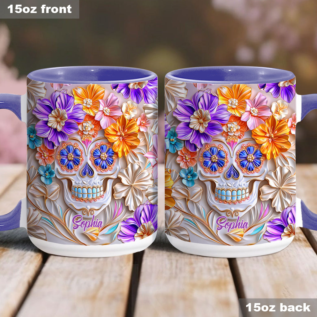 Mug personnalisé à motif tête de mort florale