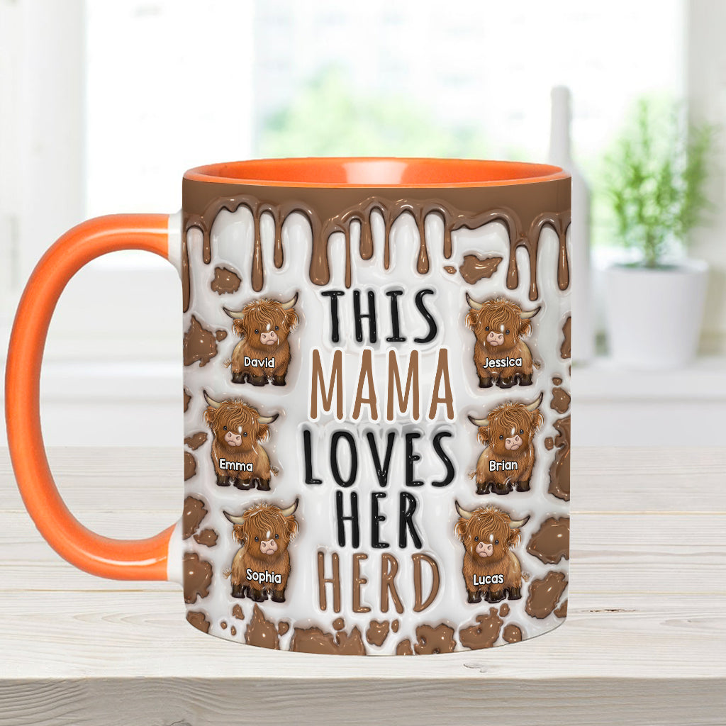 This Mama Loves Her Herd - Personalized Highland Cow Accent Mug