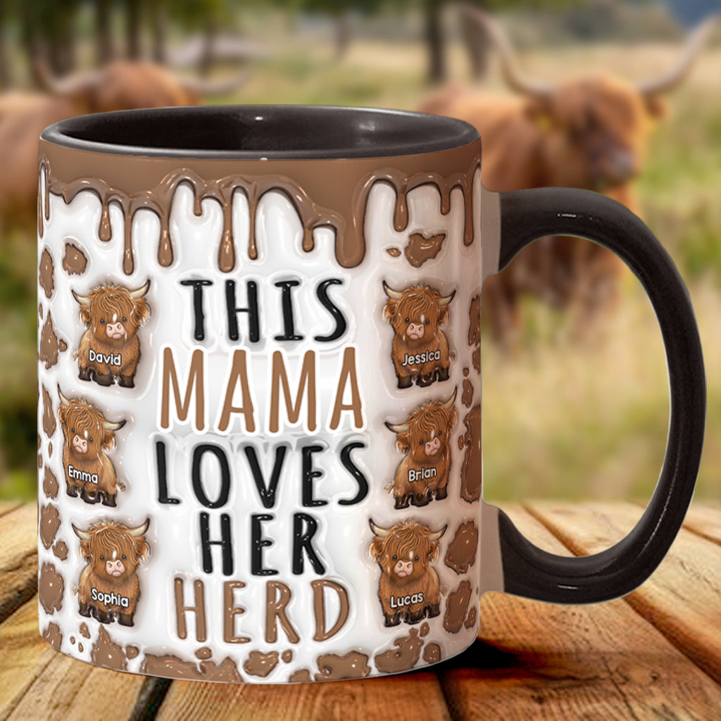 This Mama Loves Her Herd - Personalized Highland Cow Accent Mug