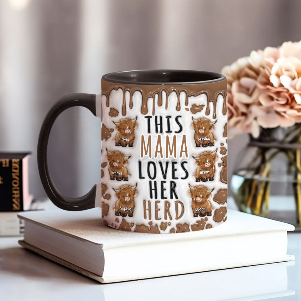 This Mama Loves Her Herd - Personalized Highland Cow Accent Mug