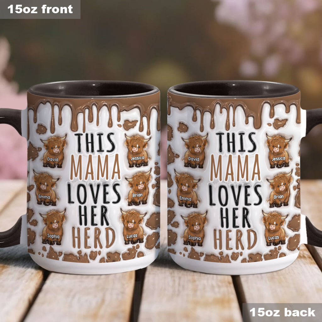 This Mama Loves Her Herd - Personalized Highland Cow Accent Mug