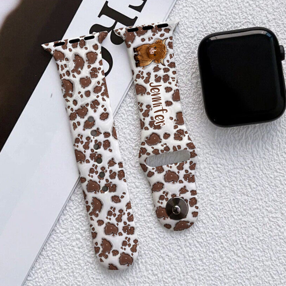 Bracelet Apple Watch personnalisé « Juste une fille qui aime les vaches des Highlands »