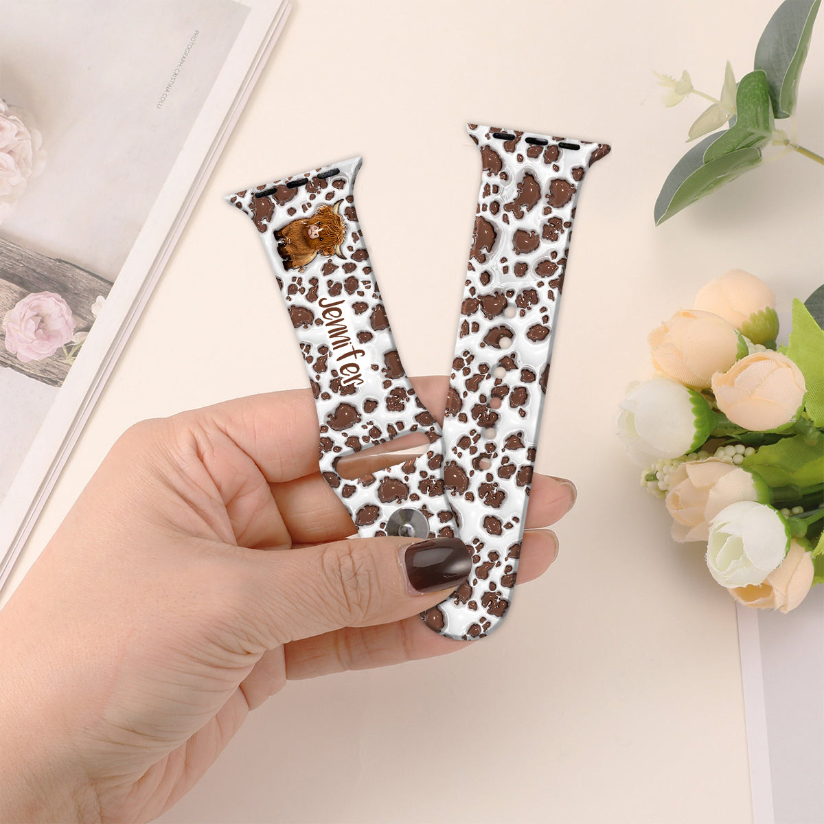 Bracelet Apple Watch personnalisé « Juste une fille qui aime les vaches des Highlands »