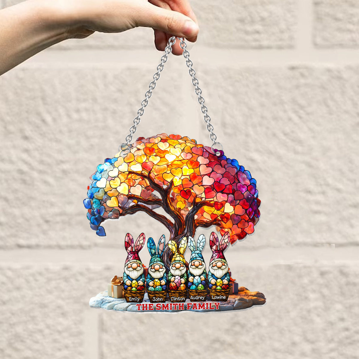 Happy Easter - Personalized Family Window Hanging Suncatcher Ornament