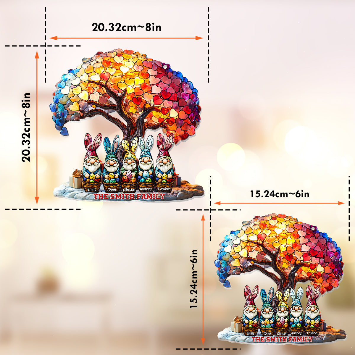 Happy Easter - Personalized Family Window Hanging Suncatcher Ornament