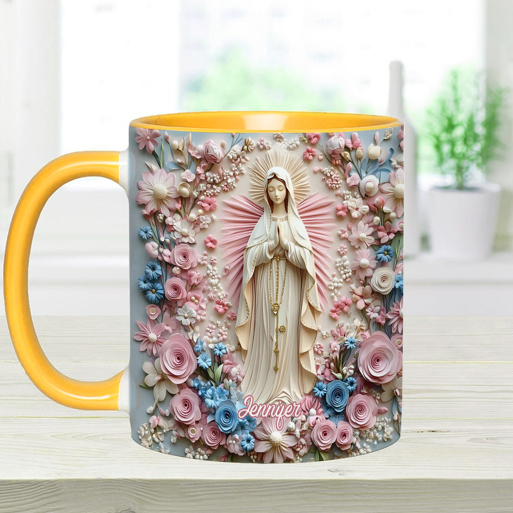 Mug chrétien personnalisé « Sérénité florale de Marie »