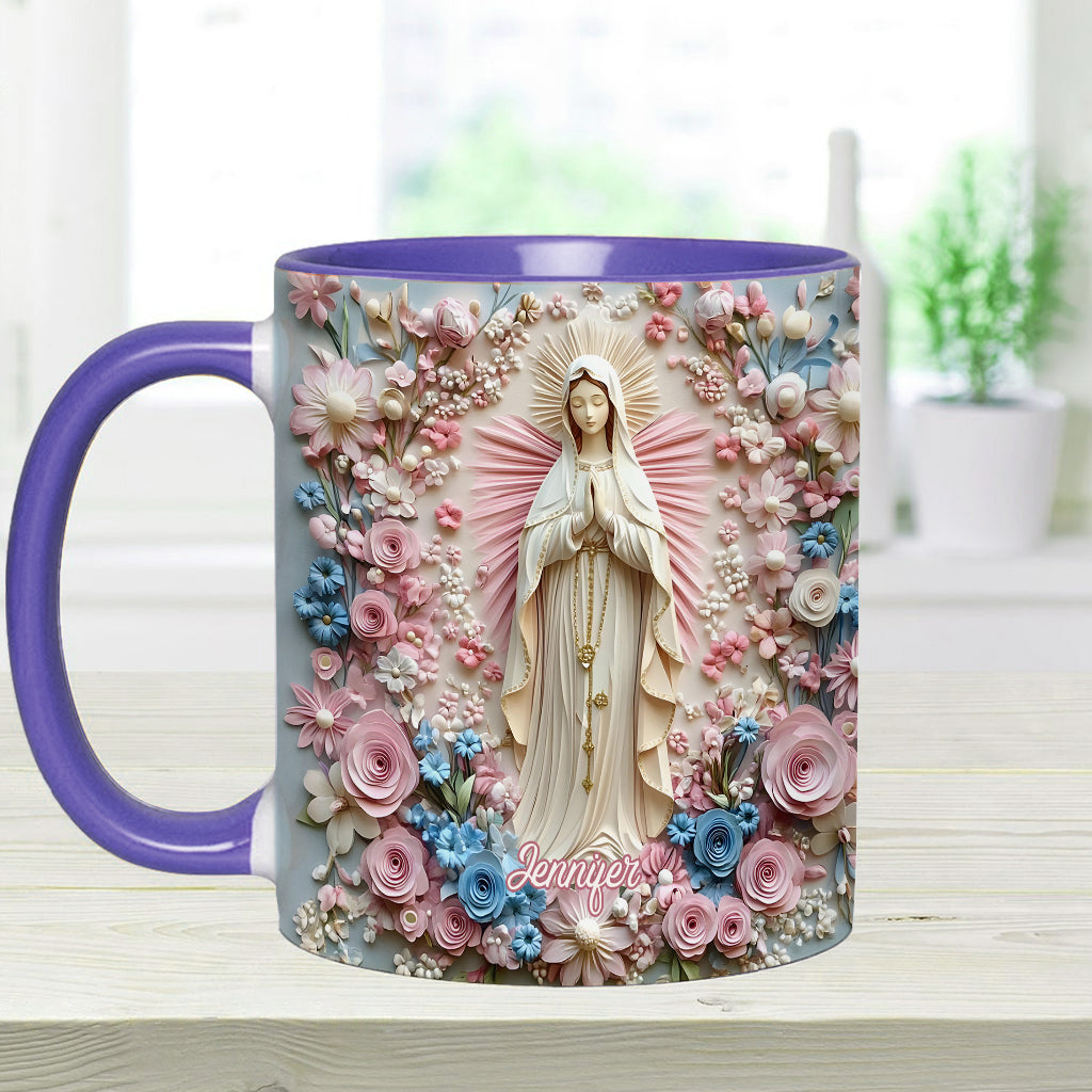 Mug chrétien personnalisé « Sérénité florale de Marie »