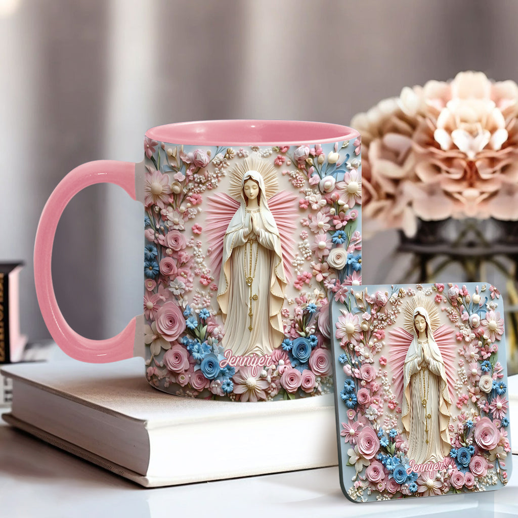 Mug chrétien personnalisé « Sérénité florale de Marie »