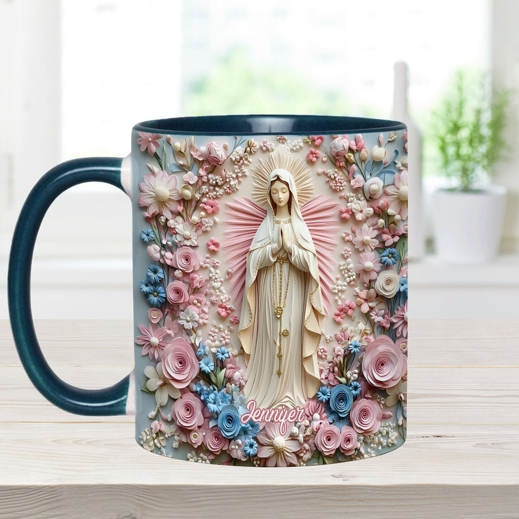 Mug chrétien personnalisé « Sérénité florale de Marie »