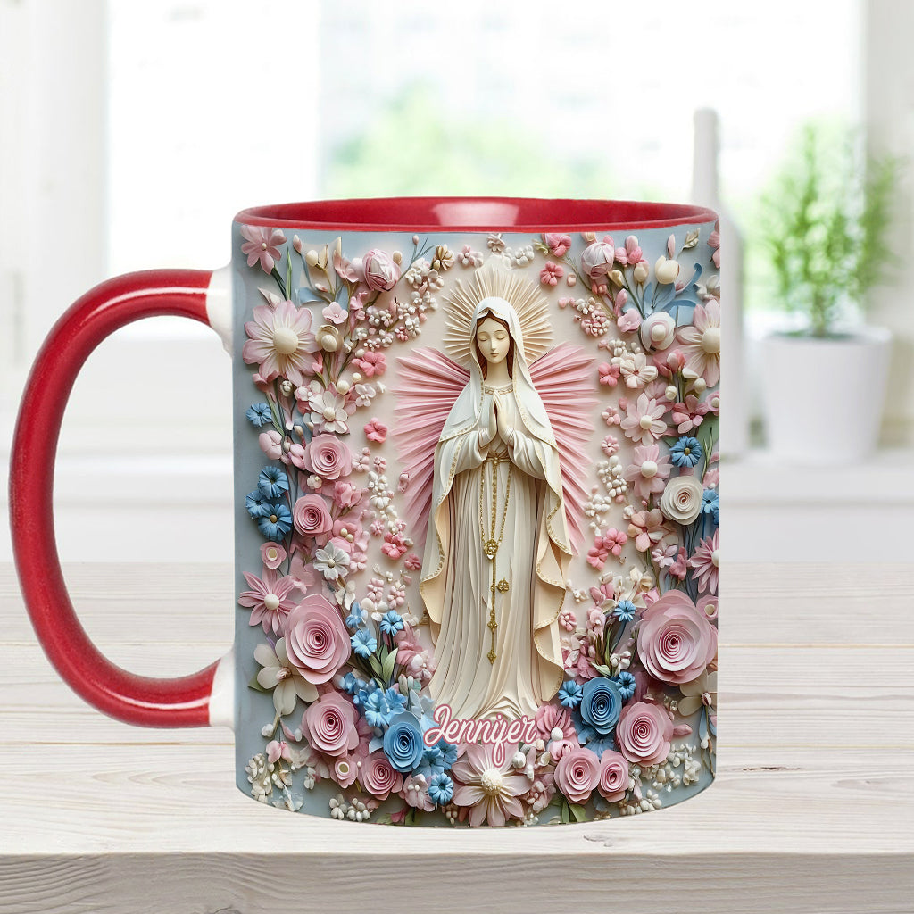 Mug chrétien personnalisé « Sérénité florale de Marie »