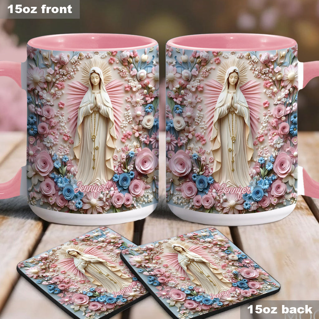 Mug chrétien personnalisé « Sérénité florale de Marie »