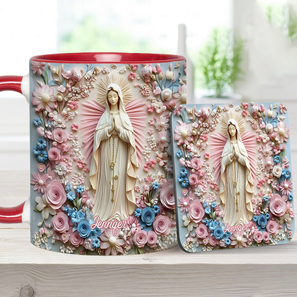 Mug chrétien personnalisé « Sérénité florale de Marie »