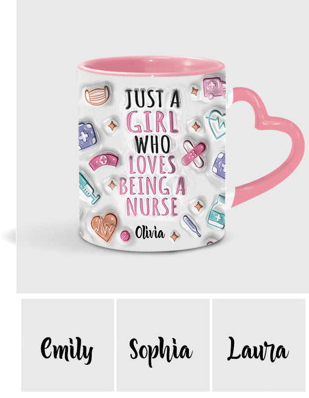 Love Being A Nurse - Personalized Nurse Heart Handle Mug