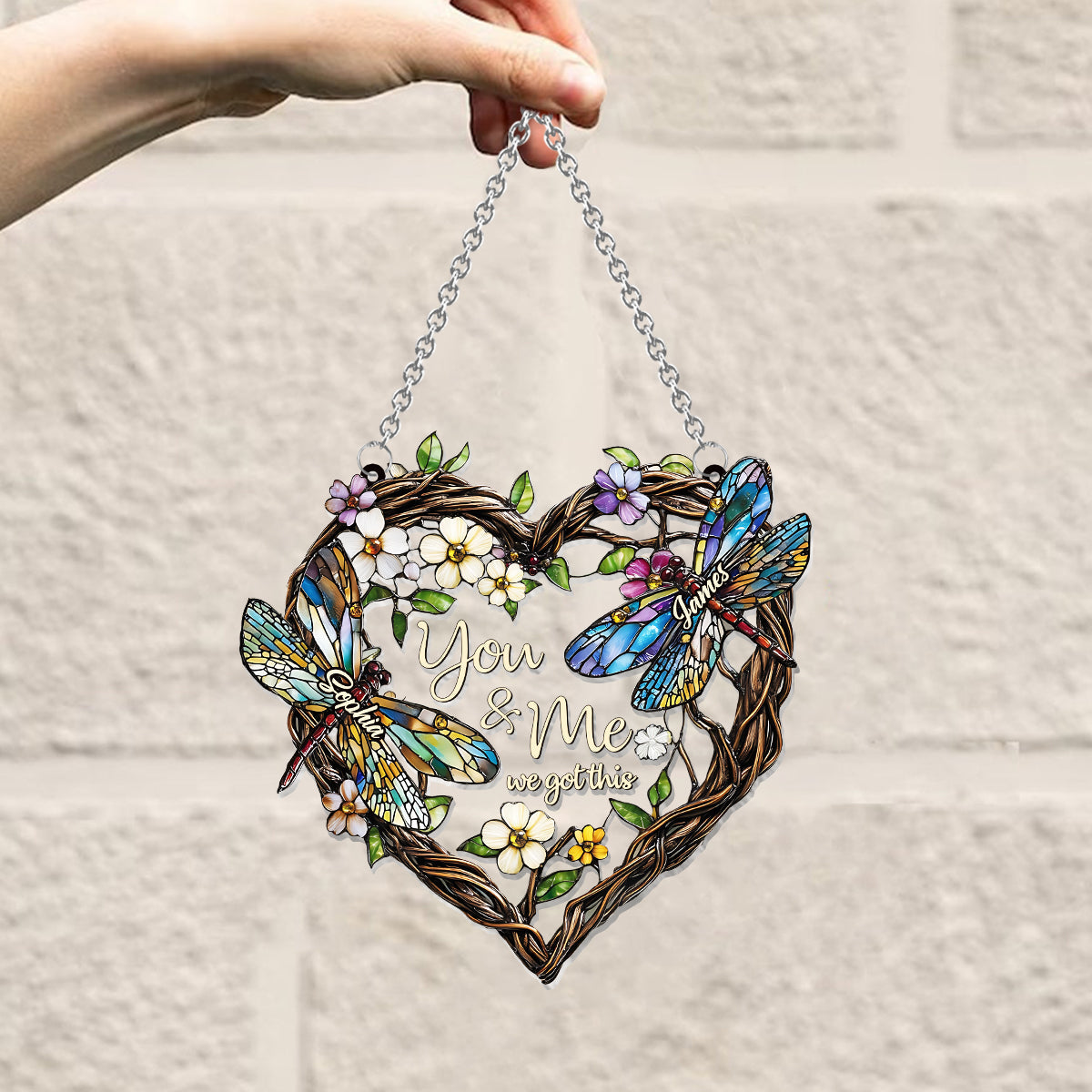 Dragonfly Couple - Personalized Dragonfly Window Hanging Suncatcher Ornament