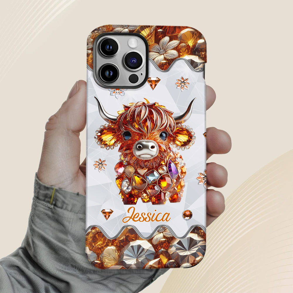 Coque de téléphone personnalisée avec impression intégrale « Juste une fille qui aime les vaches des Highlands »