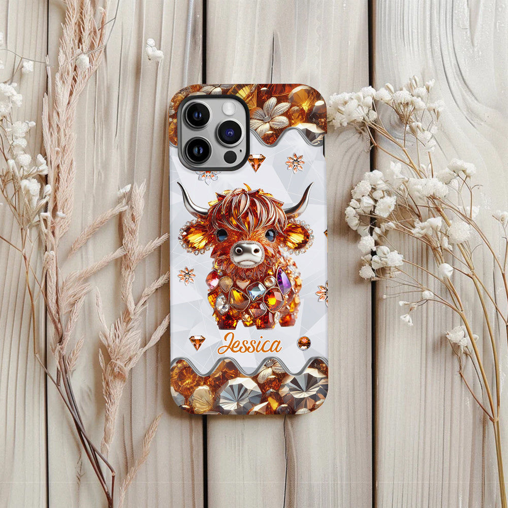 Coque de téléphone personnalisée avec impression intégrale « Juste une fille qui aime les vaches des Highlands »