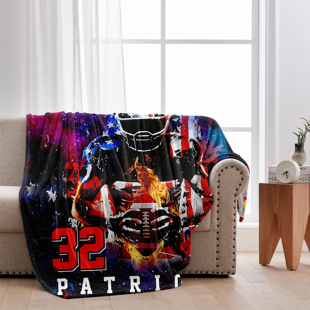 Any Name And Number - Personalized Football Blanket