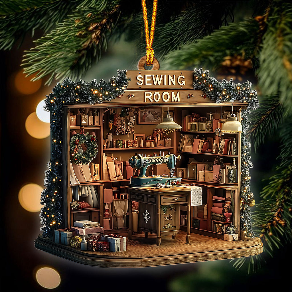 Vintage Sewing Room - Personalized Sewing Ornament