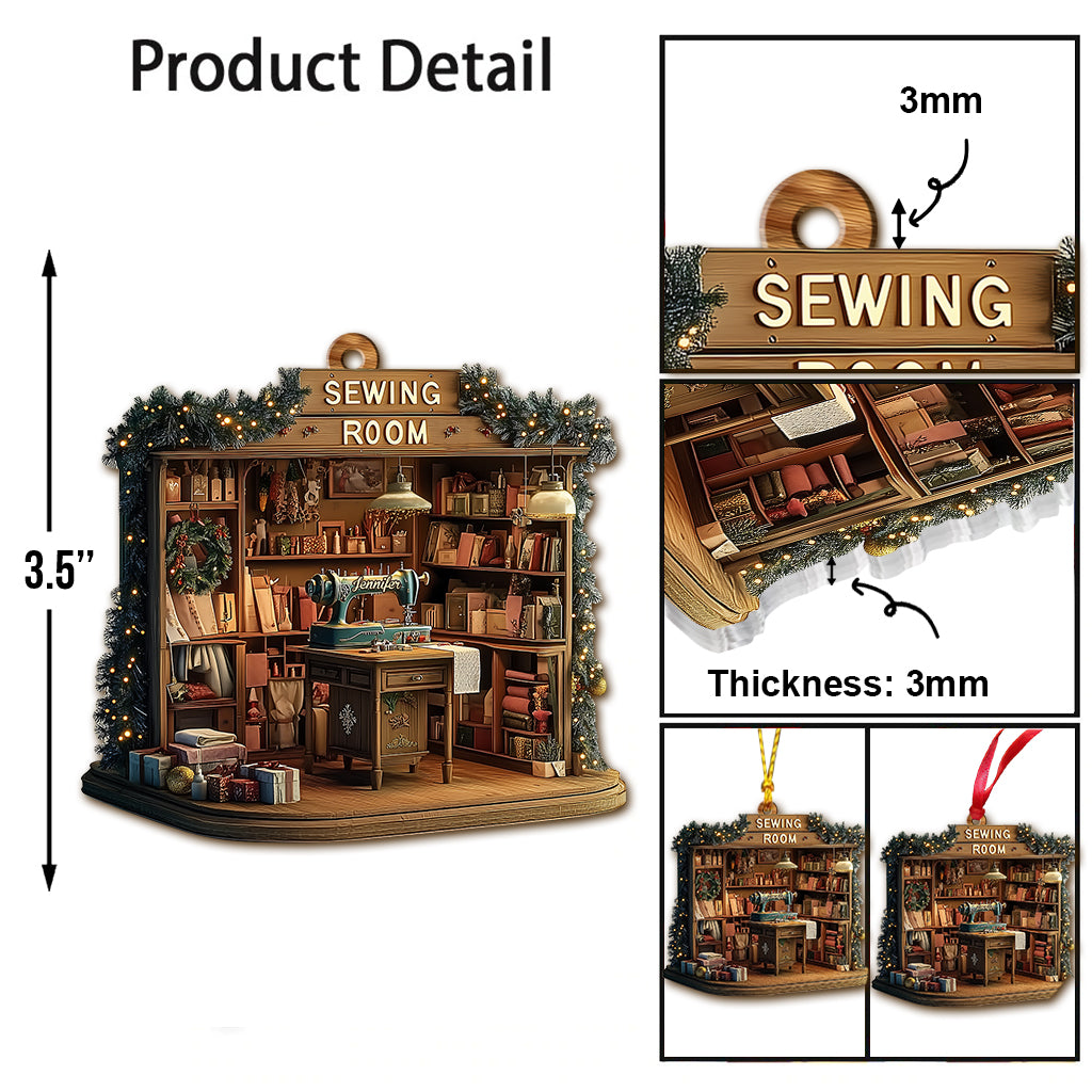 Vintage Sewing Room - Personalized Sewing Ornament