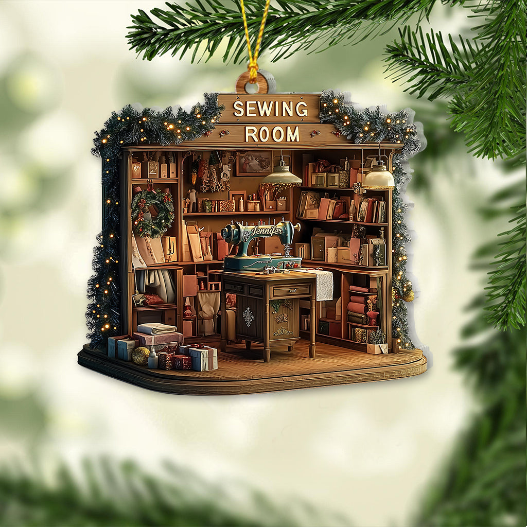 Vintage Sewing Room - Personalized Sewing Ornament
