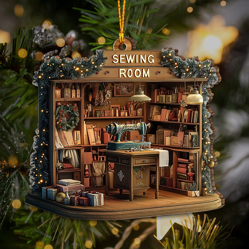 Vintage Sewing Room - Personalized Sewing Ornament