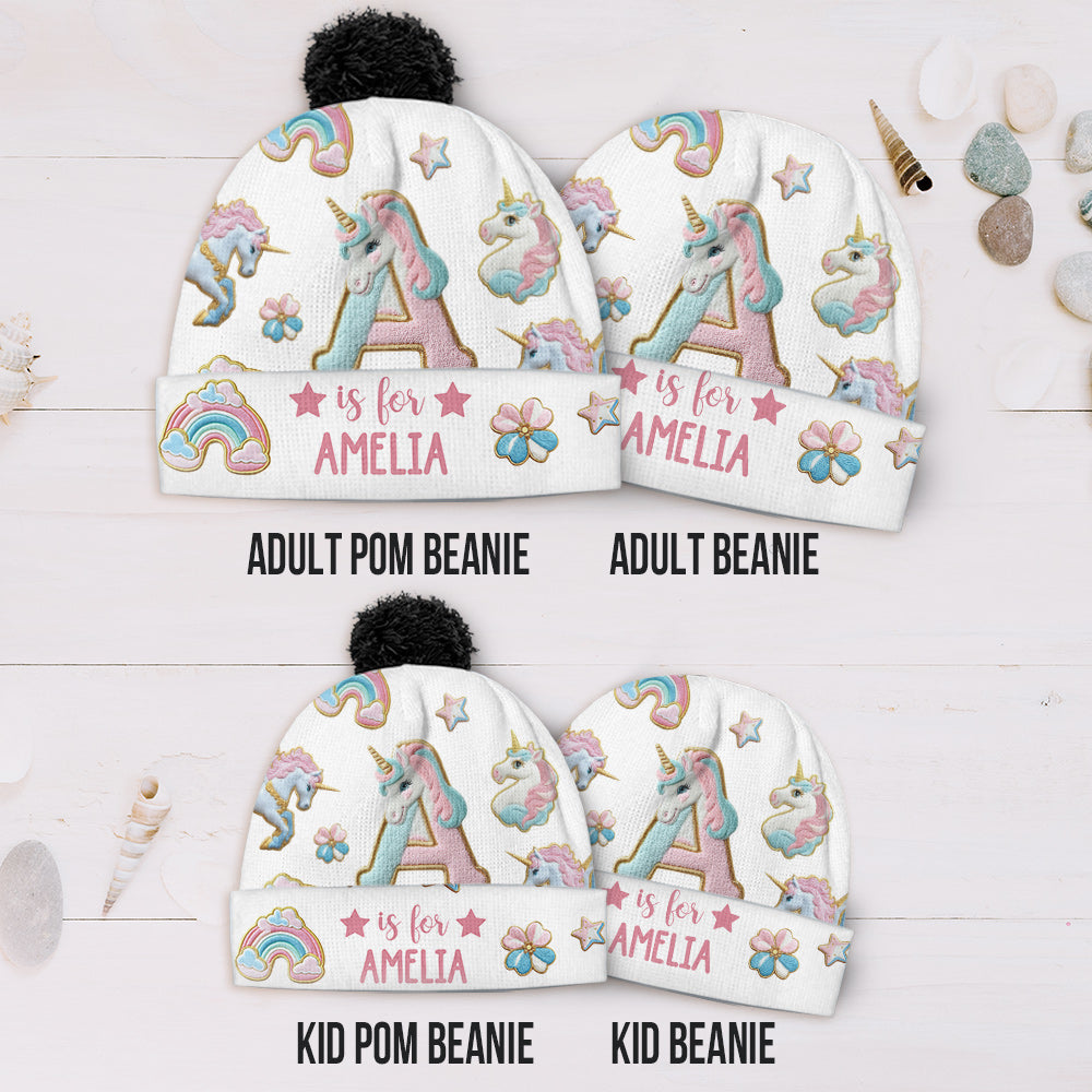 Magnifique alphabet licorne - Bonnet enfant personnalisé