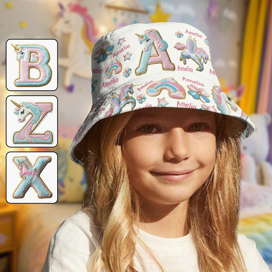 Beautiful Unicorn Alphabet - Personalized Kid Bucket Hat
