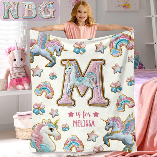 Magnifique alphabet licorne - Couverture enfant personnalisée