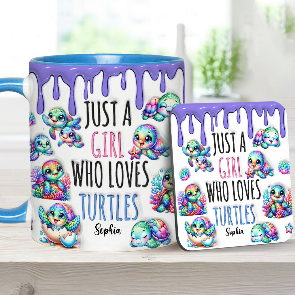 Just A Girl Who Loves Turtles - Personalized Turtle Accent Mug