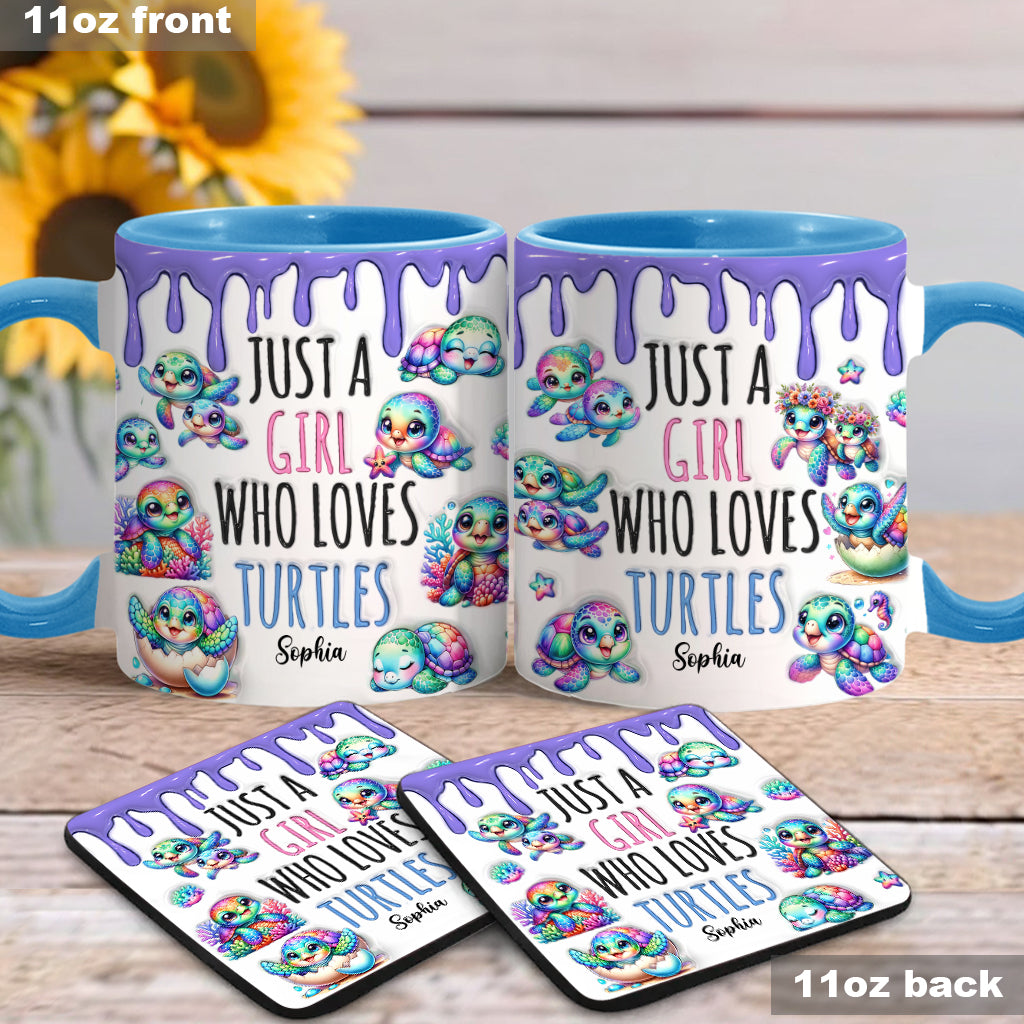 Just A Girl Who Loves Turtles - Personalized Turtle Accent Mug