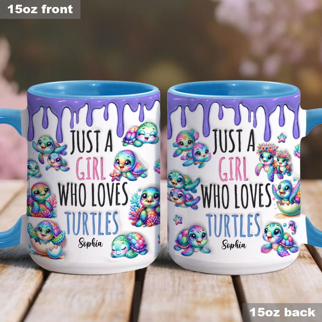 Just A Girl Who Loves Turtles - Personalized Turtle Accent Mug