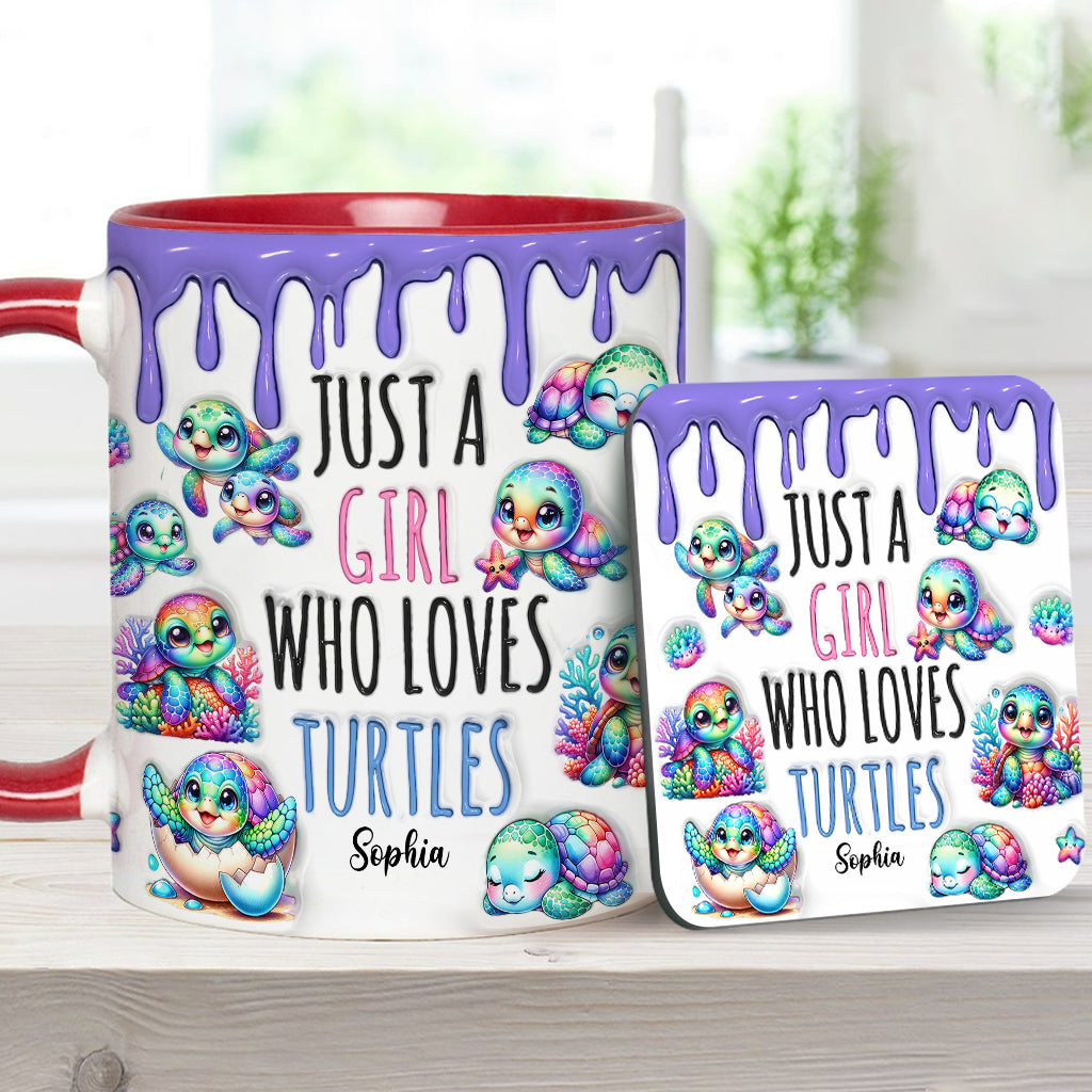 Just A Girl Who Loves Turtles - Personalized Turtle Accent Mug