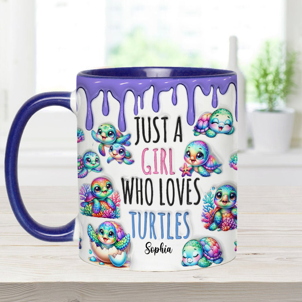 Just A Girl Who Loves Turtles - Personalized Turtle Accent Mug