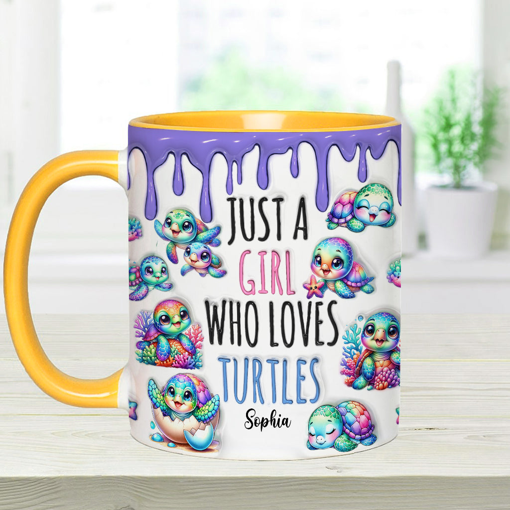 Just A Girl Who Loves Turtles - Personalized Turtle Accent Mug