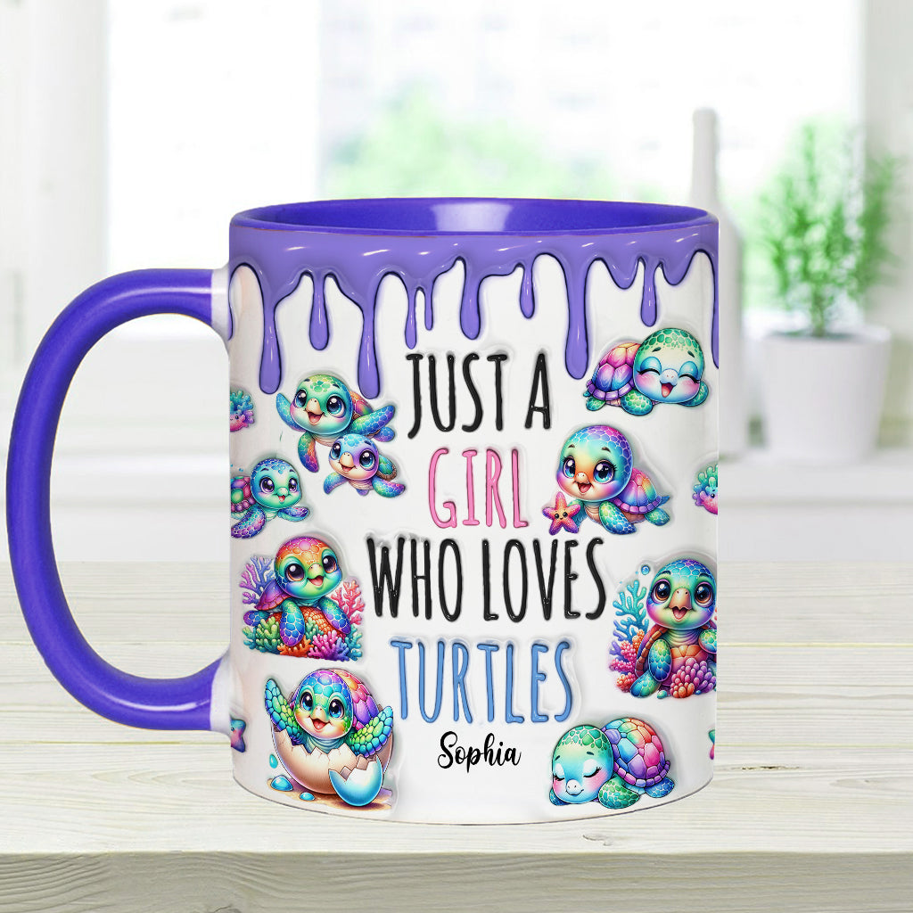 Just A Girl Who Loves Turtles - Personalized Turtle Accent Mug