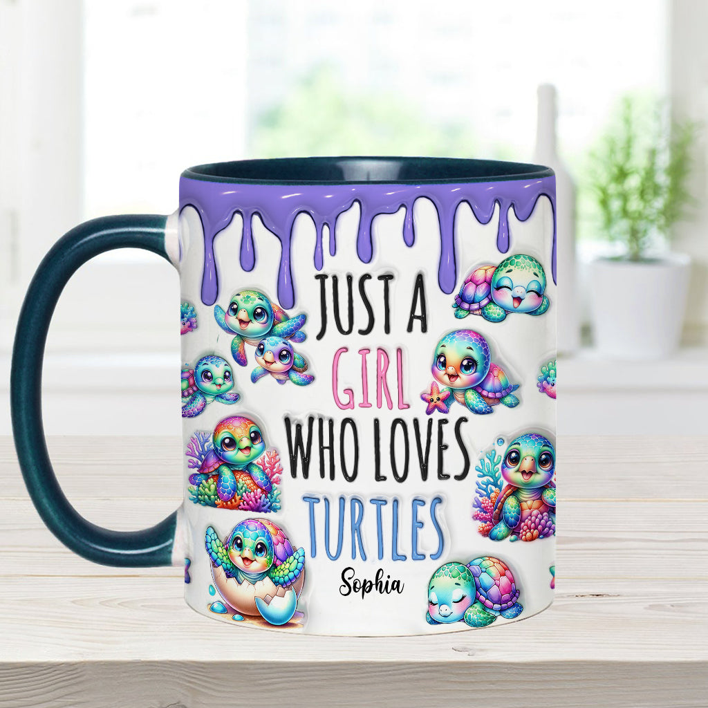 Just A Girl Who Loves Turtles - Personalized Turtle Accent Mug