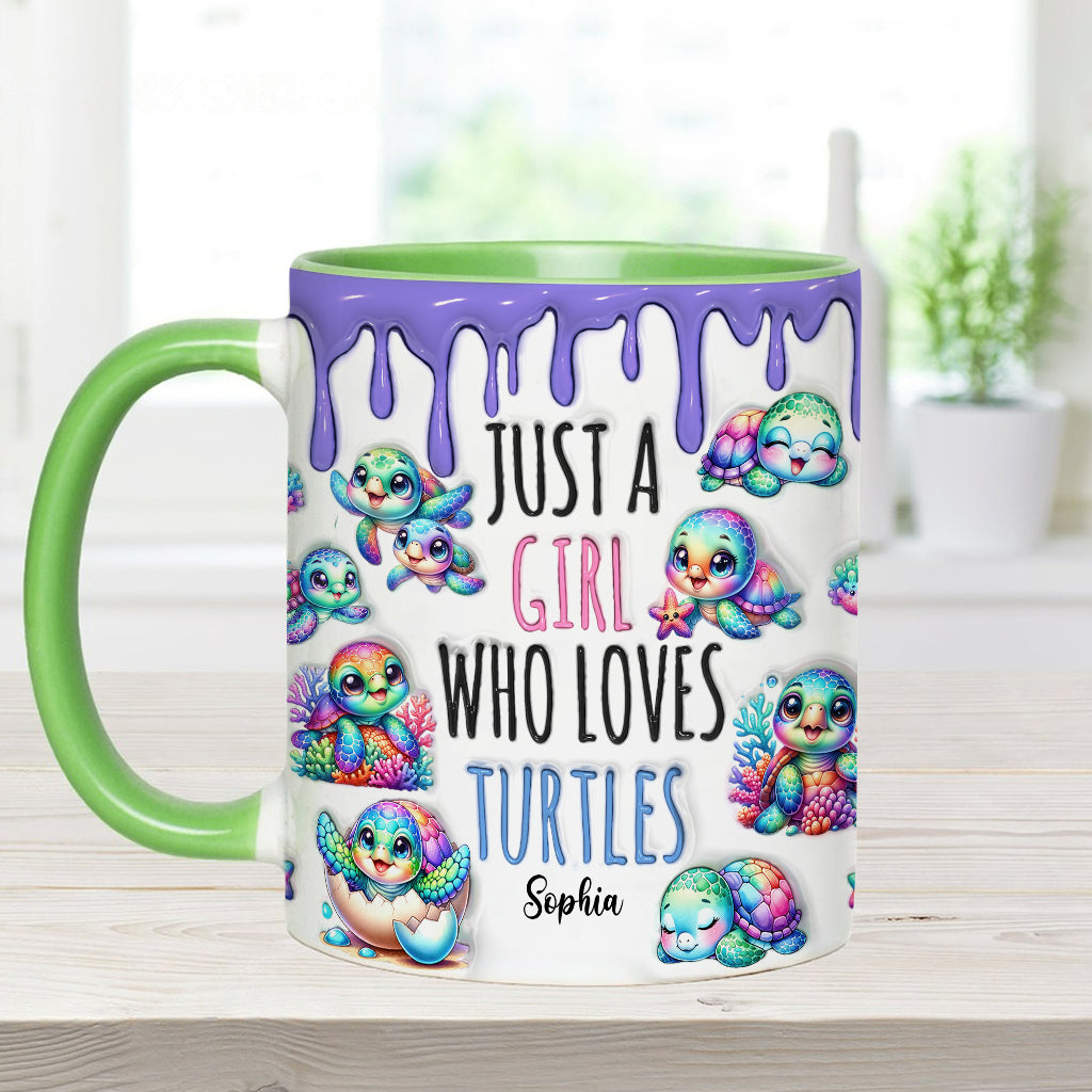 Just A Girl Who Loves Turtles - Personalized Turtle Accent Mug