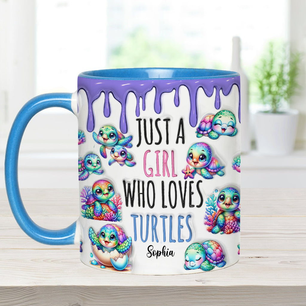 Just A Girl Who Loves Turtles - Personalized Turtle Accent Mug