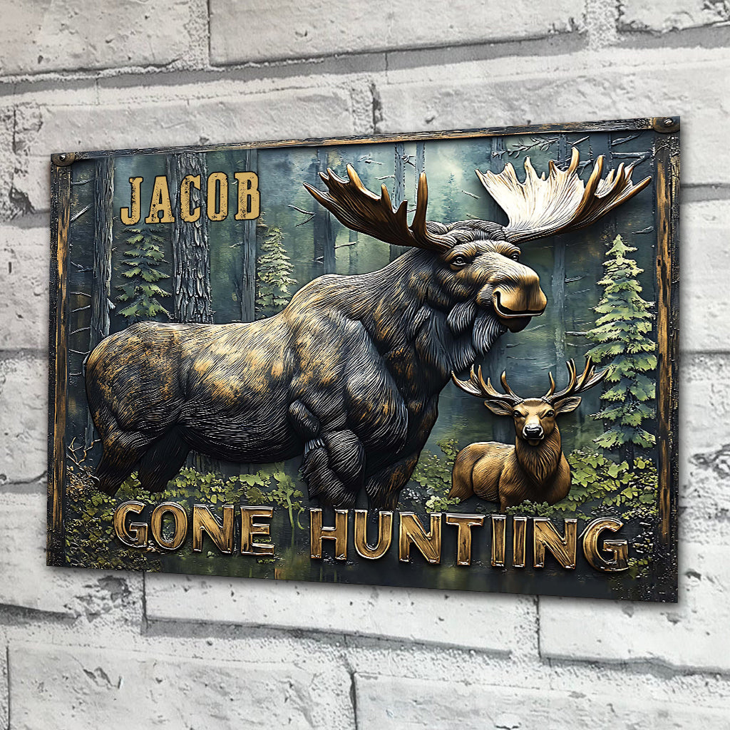 Gone Hunting - Personalized Hunting Rectangle Metal Sign