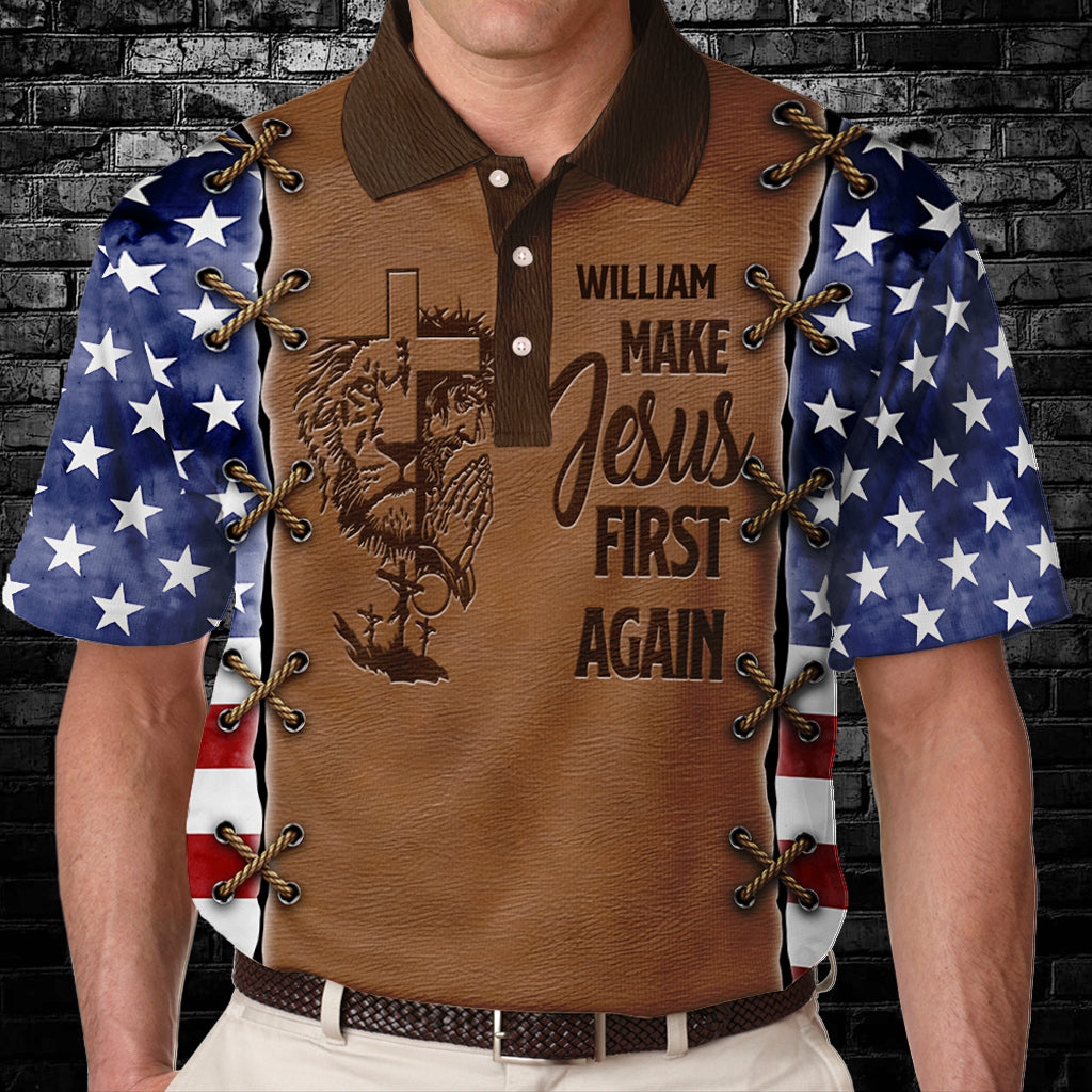 Make Jesus First Again - Personalized Christian Polo Shirt