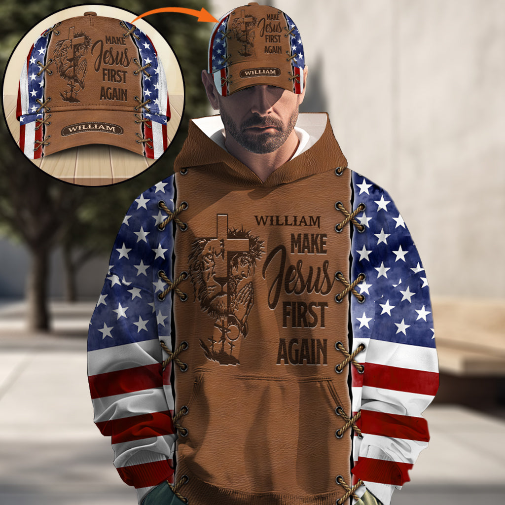 Remettre Jésus au premier plan - Sweat à capuche et casquette classique personnalisés avec imprimé chrétien intégral