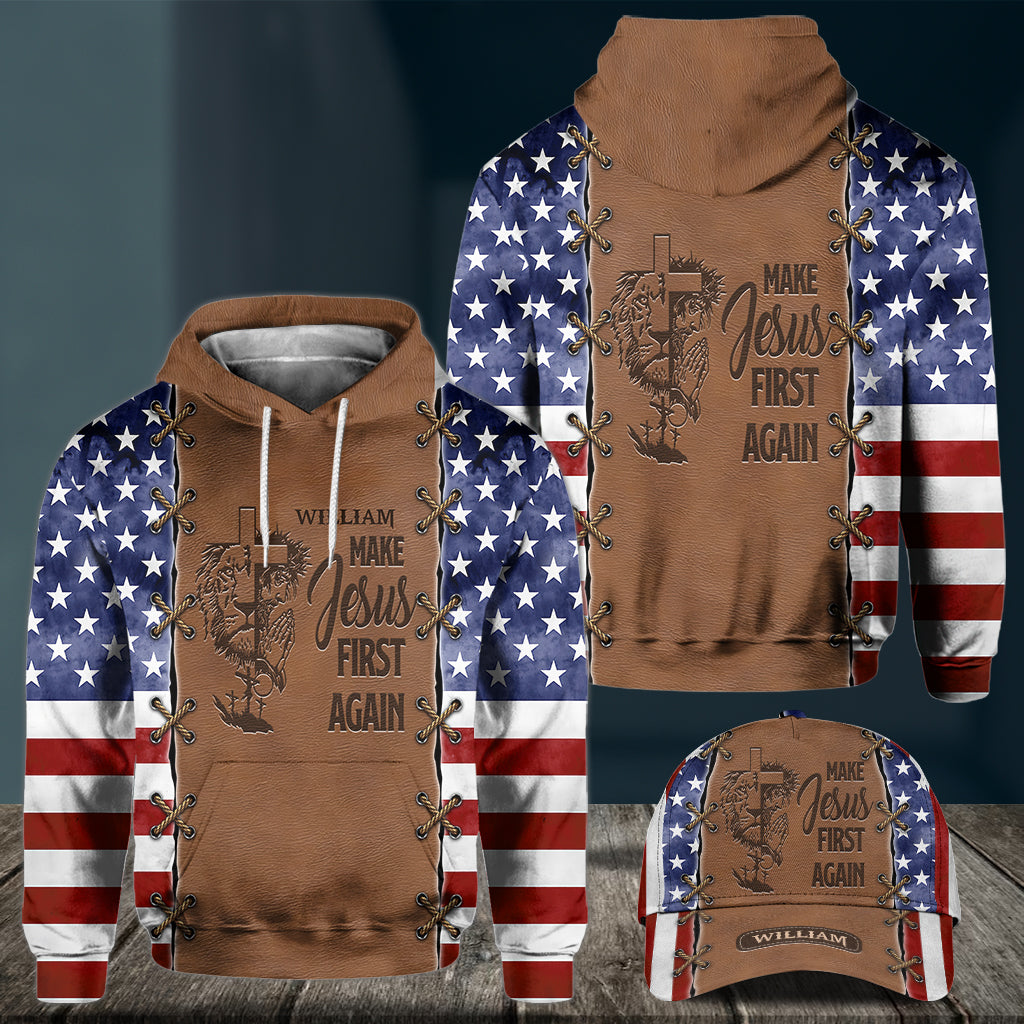 Remettre Jésus au premier plan - Sweat à capuche et casquette classique personnalisés avec imprimé chrétien intégral