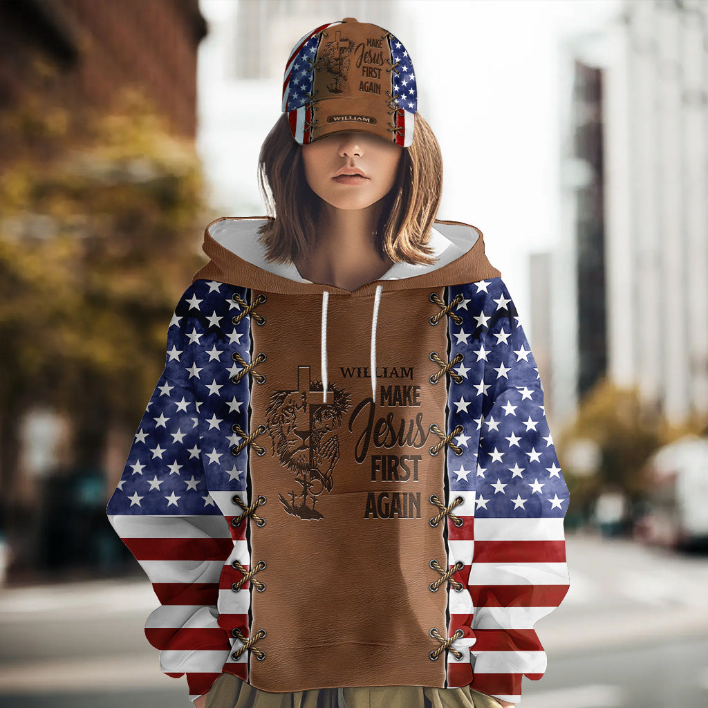 Remettre Jésus au premier plan - Sweat à capuche et casquette classique personnalisés avec imprimé chrétien intégral