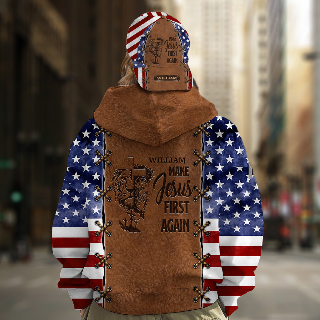 Remettre Jésus au premier plan - Sweat à capuche et casquette classique personnalisés avec imprimé chrétien intégral